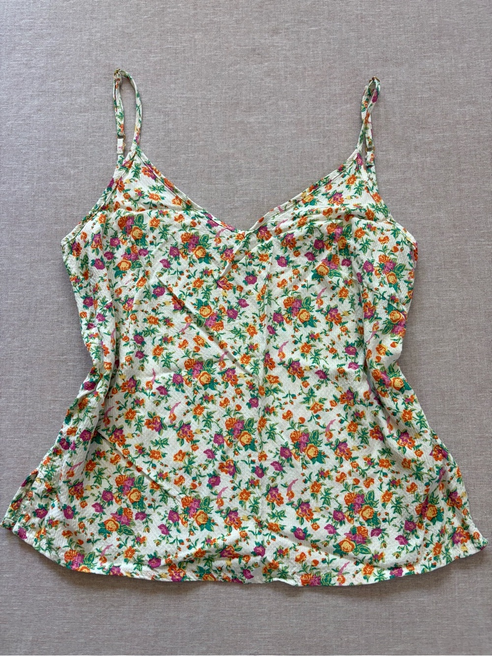 Cynthia Rowley Cream Cami with Green & Orange Floral Print